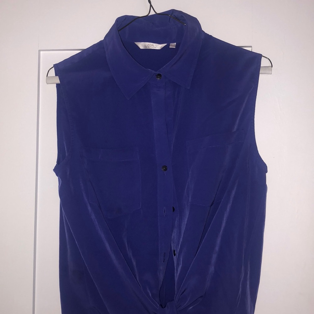 Silk blouse , indigo color and  100% pure silk.